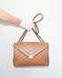 Envelope Chevron Flap, &pound;1,800, Handbags, Tan, Lambskin Leather, Front view